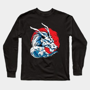 dragon head, sea waves Long Sleeve T-Shirt